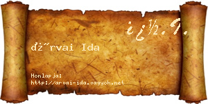 Árvai Ida névjegykártya